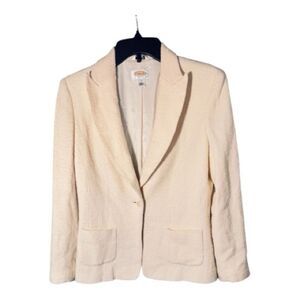 Talbots Petite Cream beige Italian fabric wool dress blazer business jacket